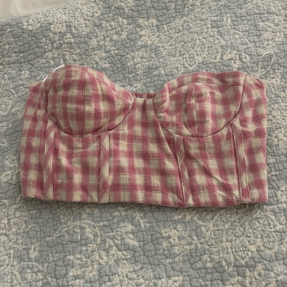 Zara Gingham Crop Top (1/2)